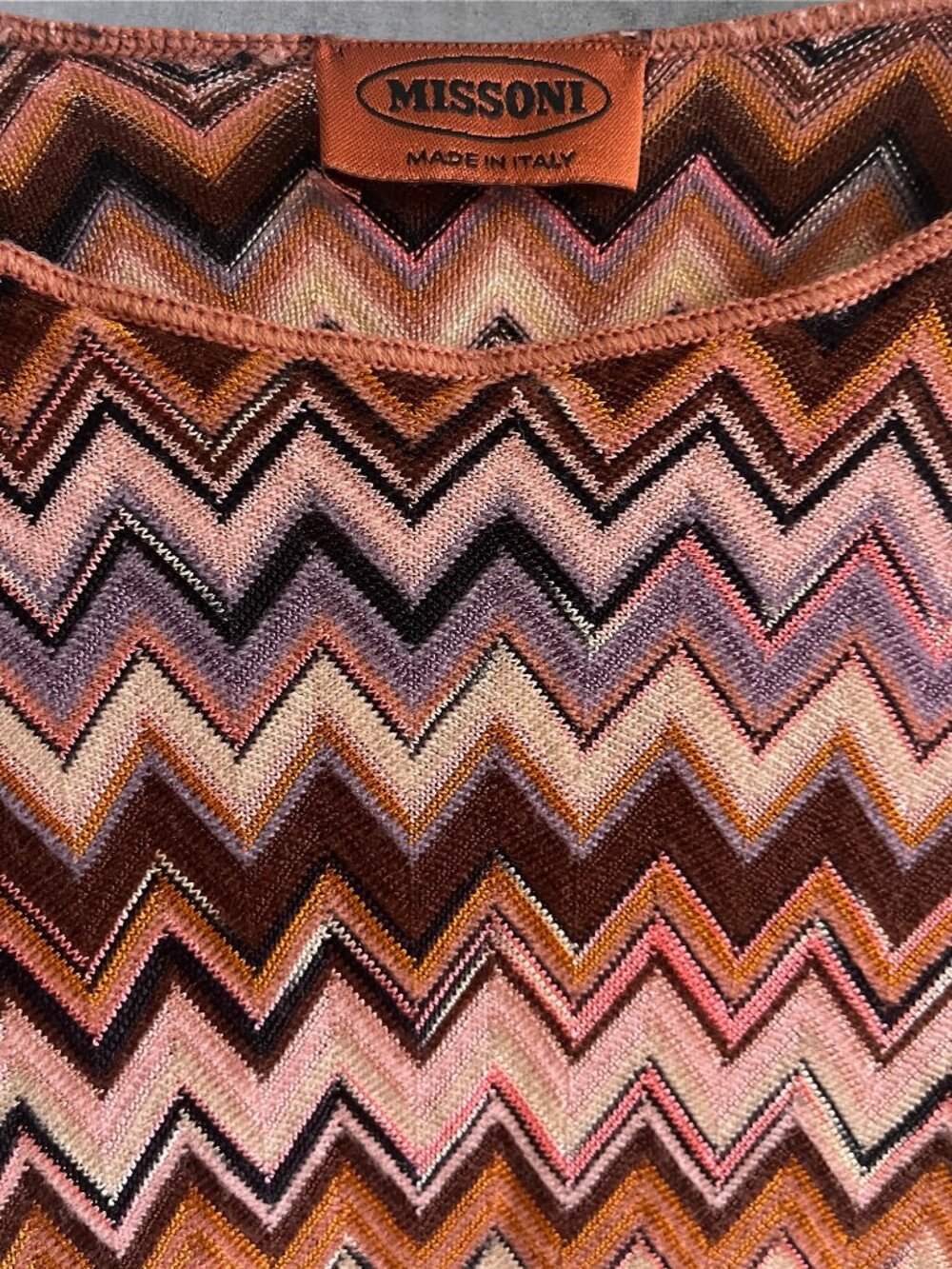 Missoni Made in Italy Pink & Brown Zigzag Knit Top - Picture 4 of 4
